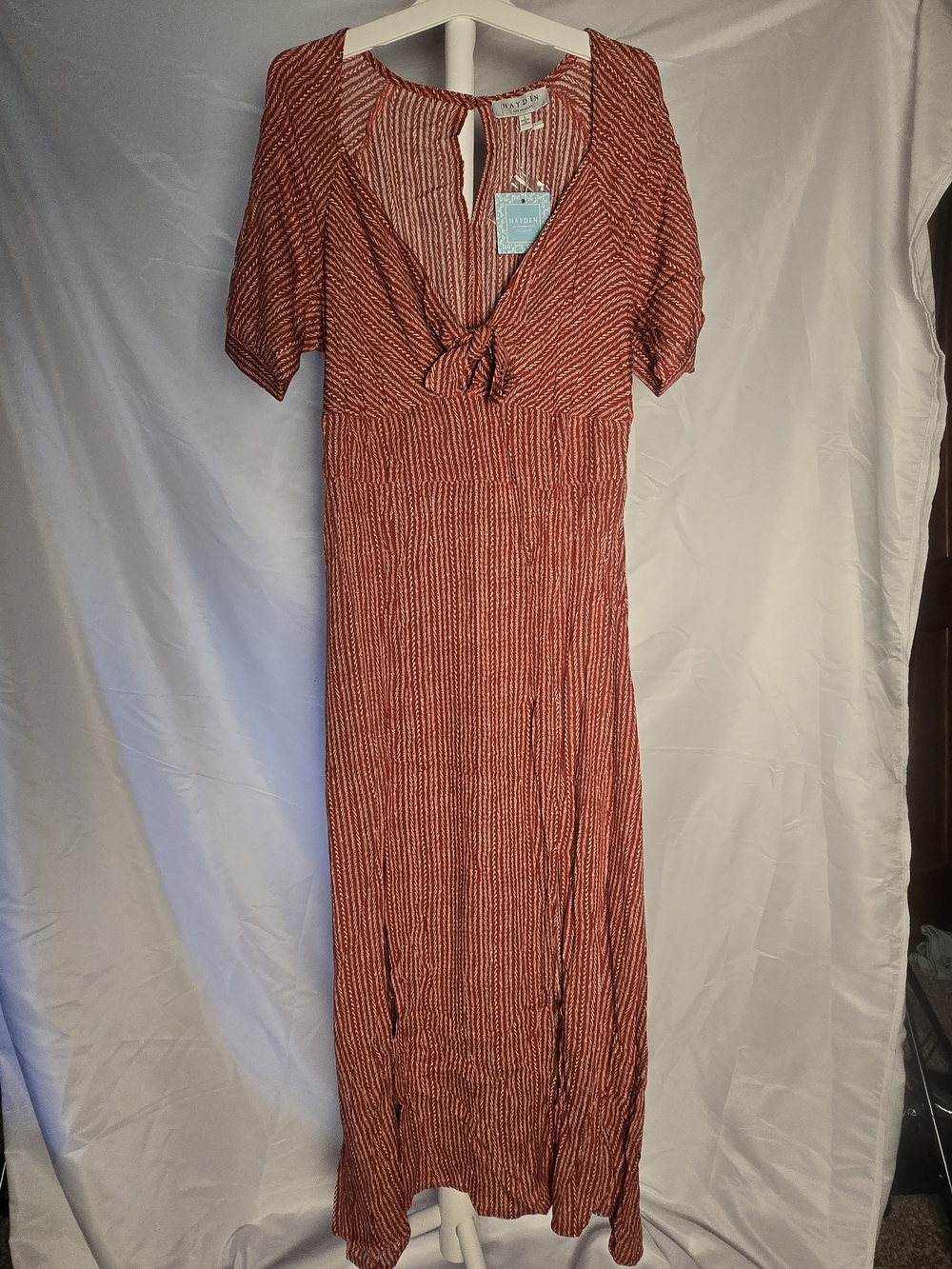 Hayden Red Tie-Front Maxi Dress - Picture 3 of 15